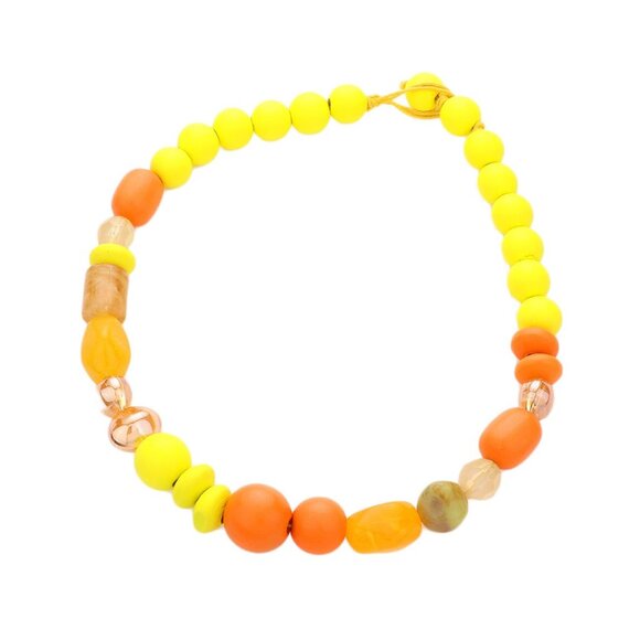 Tigerstars Classy Marbled Bead Wood Ball Collar Necklace - Picture 2 of 2